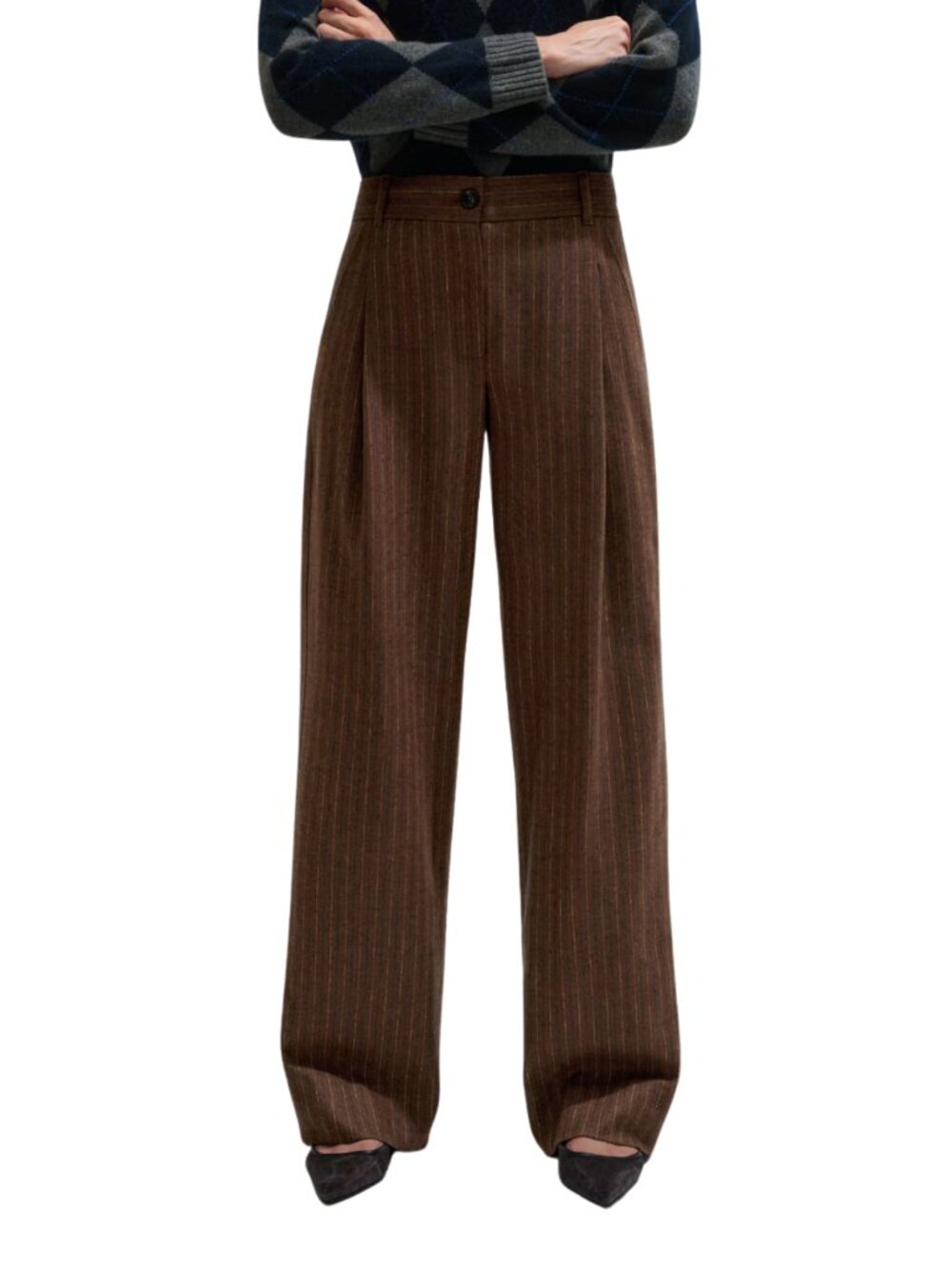 ME+EM Pleat Straight Pant Fluid Tailoring Brown Trouser NWOT $425 Sz 6